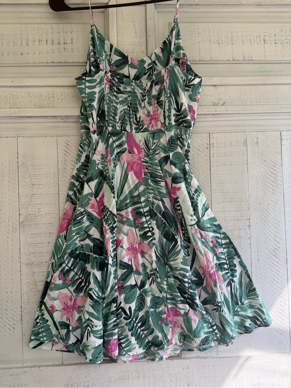 Old Navy Green and Pink Tropical Print Midi Dress - Picture 3 of 4